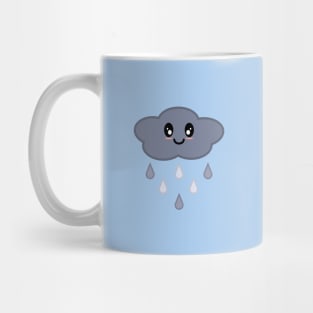 Kawaii Cute Happy Stormy Rain Cloud in Light Blue Mug